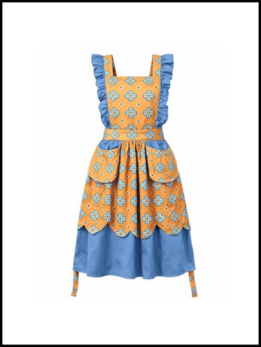 Retro Pinafore Apron Cotton Blend Ruffle Full Coverage Kitchen Apron Women